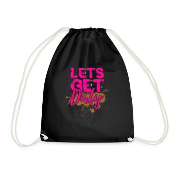 Mud Run Shirts for Women Pink | Girls Pink Mud Run - Drawstring Bag - black - Front