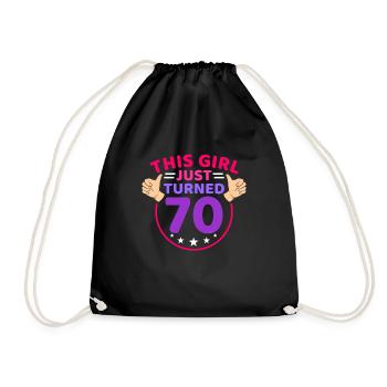70th birthday 70 years old 70th party gift idea - Drawstring Bag - black - Front
