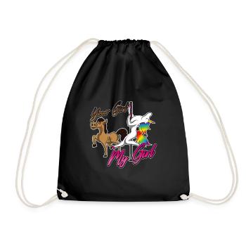 Pole dance unicorn pole dance gift - Drawstring Bag - black - Front