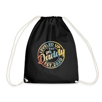 Vintage Leveled Up to Daddy EST.2020 - Drawstring Bag - black - Front