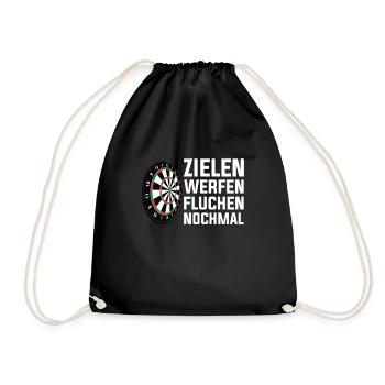Lustiges Dart Spieler Dartscheibe Spruch Design - Turnbeutel - Schwarz - Vorne
