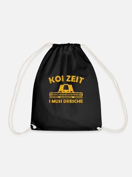Koi Zeit I Muss Dresche schwäbisch Landwirt 1120 - Turnbeutel - Schwarz