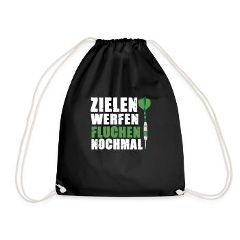 Zielen Werfen Fluchen Nochmal Darts Team Design - Turnbeutel - Schwarz - Vorne