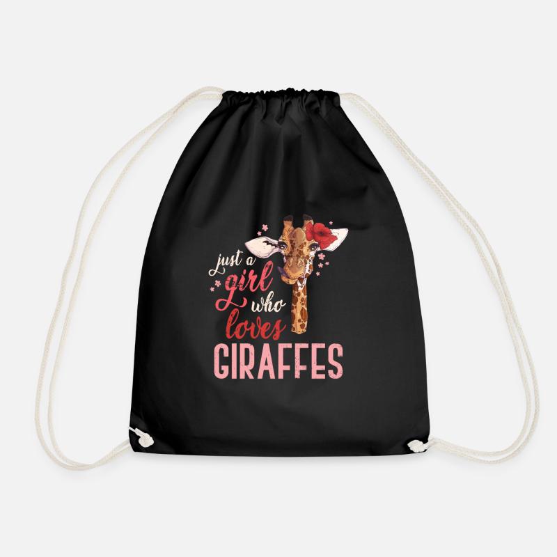 Giraffe girl - Drawstring Bag - black