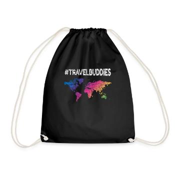 Travel Buddies Urlaub Reisen Freunde T-Shirt - Turnbeutel - Schwarz - Vorne