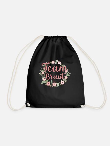 Team Braut Bride Blumenkranz Blumen Verlobung JGA - Turnbeutel - Schwarz