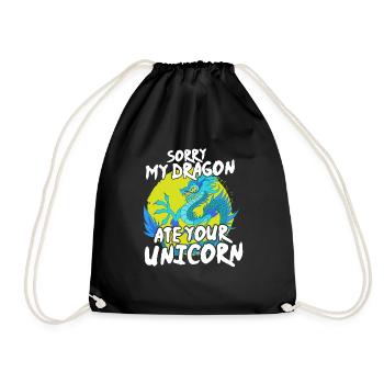 Sorry My Dragon Ate Your Unicorn Funny - Turnbeutel - Schwarz - Vorne
