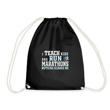 Marathon runner TShirt for teachers - Drawstring Bag - black - Front