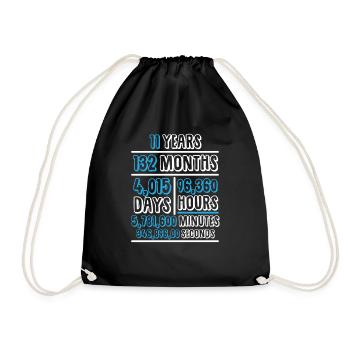 Anniversaire de 11 ans - Sac de sport léger - noir - Devant