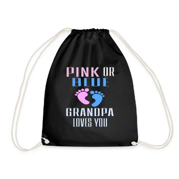 Pink Or Blue Grandpa Loves You Gift Outfit , Gende - Drawstring Bag - black - Front