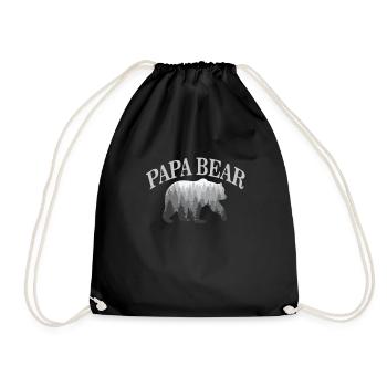 Papa Bear - Cool Father Outdoor Gift Design - Drawstring Bag - black - Front