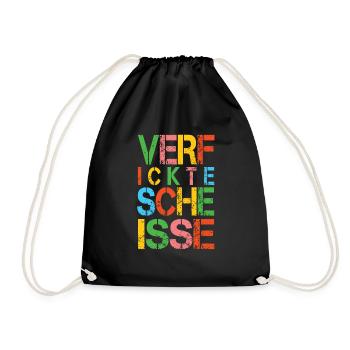 Verfickte Scheisse - Buntes Sarkasmus Design - Turnbeutel - Schwarz - Vorne