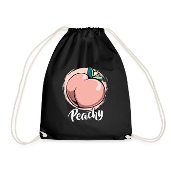 Peachy Pfirsich Summer Sunshine Obst Frucht - Turnbeutel - Schwarz - Vorne