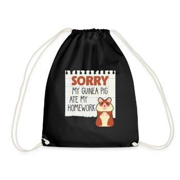 Guinea pigs homework Lazy students - Drawstring Bag - black - Front