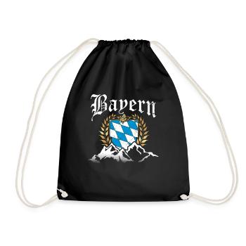 Freistaat Bayern Retro Berge Wappen Fahne Flagge - Turnbeutel - Schwarz - Vorne