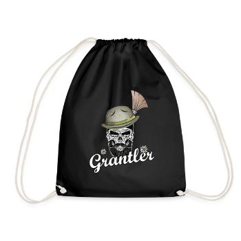 Grantler Totenkopf Bayern Grantln Männer Bart Hut - Turnbeutel - Schwarz - Vorne