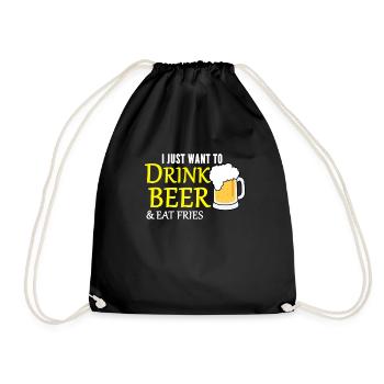 Bière et frites - Sac de sport léger - noir - Devant