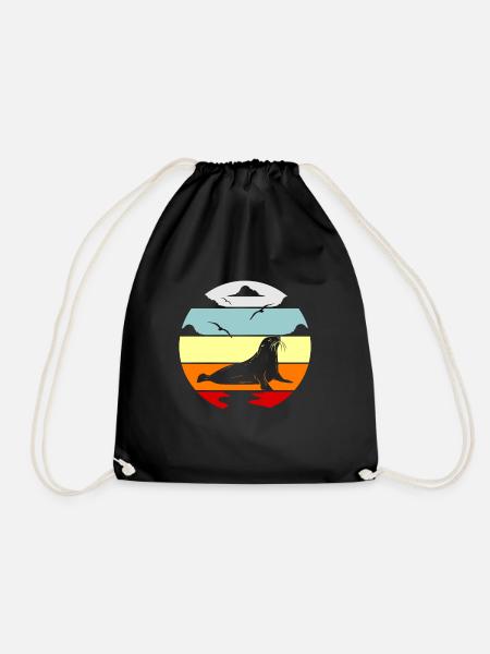 Robbe Seelöwe Shirt Geschenkidee - Turnbeutel - Schwarz