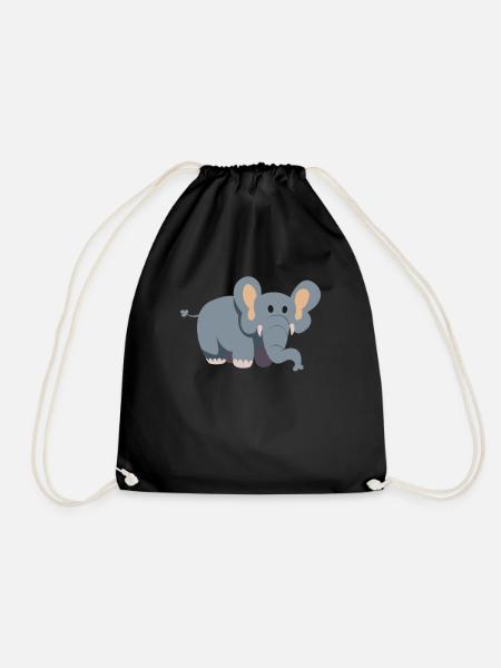 Tshirt süßer Elefant Kinder Jungen Mädchen 104 - Turnbeutel - Schwarz
