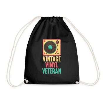 Platine vinyle rétro vinyle techno dj - Sac de sport léger - noir - Devant