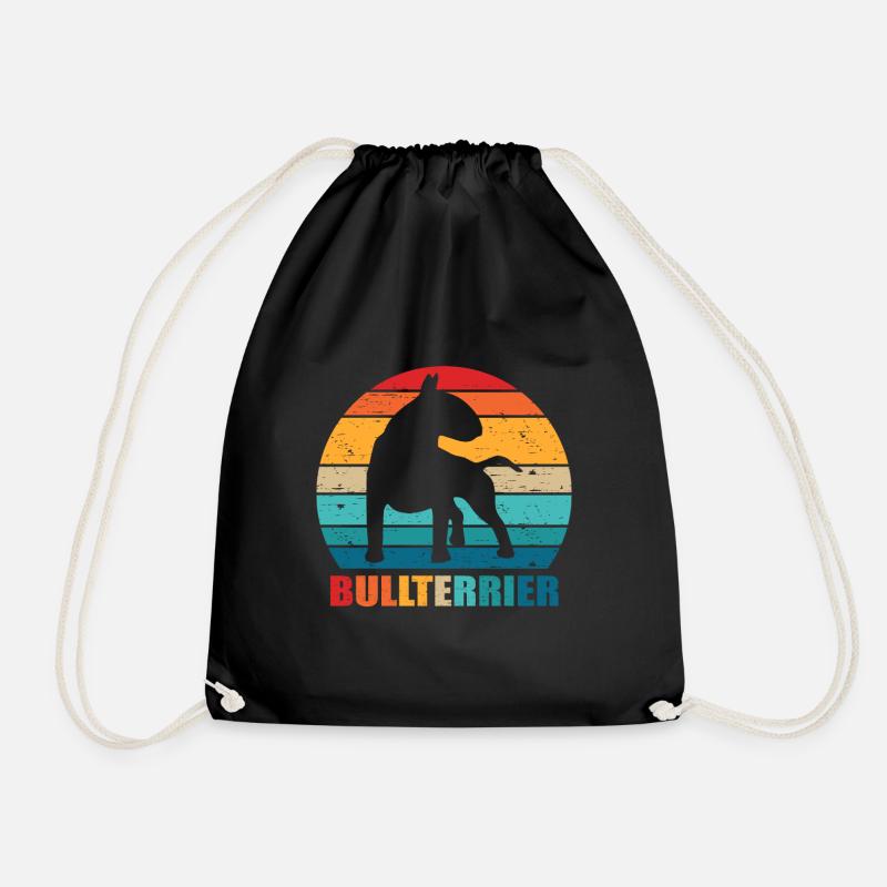 Bullterrier Vintage Retro Look Hunde Geschenk - Turnbeutel - Schwarz