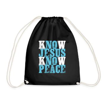 Jesus Know Peace Christian Gift Print Know - Drawstring Bag - black - Front