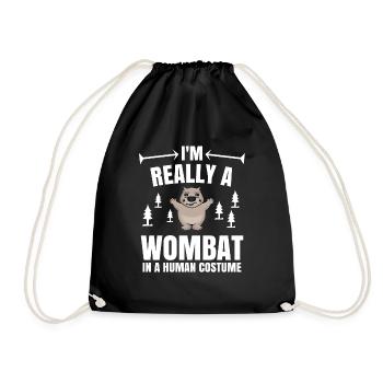 Wombat marsupial Australia gift - Drawstring Bag - black - Front