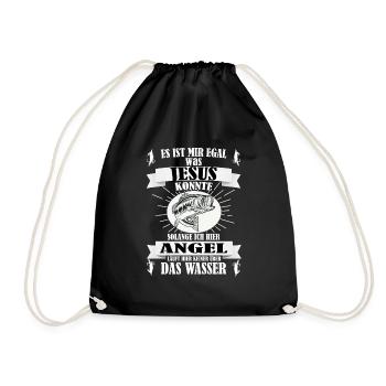 Angler Fischer Angelrute Angeln Hobby Geschenk - Turnbeutel - Schwarz - Vorne
