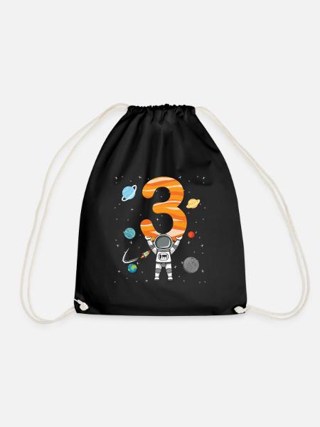 Astronaut 3. Geburtstag Weltraum Für Jungen - Turnbeutel - Schwarz