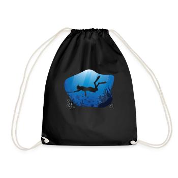 Apnea Graphic Apnea Diver Apnea Diving Ocean - Drawstring Bag - black - Front
