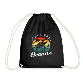Save the oceans - Drawstring Bag - black - Front