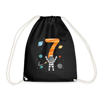Astronaut 7th birthday space for boys - Drawstring Bag - black - Front