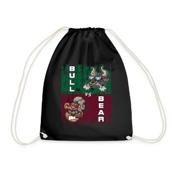 Bull vs Bear Stock Exchanges Tshirt - Drawstring Bag - black - Front