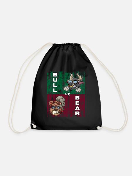 Bull vs Bear Aktien Börsen Tshirt - Turnbeutel - Schwarz