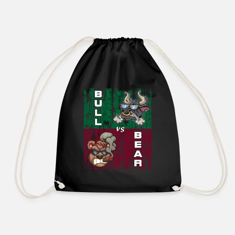Bull vs Bear Aktien Börsen Tshirt - Turnbeutel - Schwarz