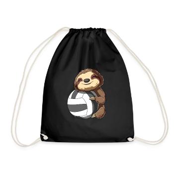 Cute baby sloth with volleyball - Drawstring Bag - black - Front