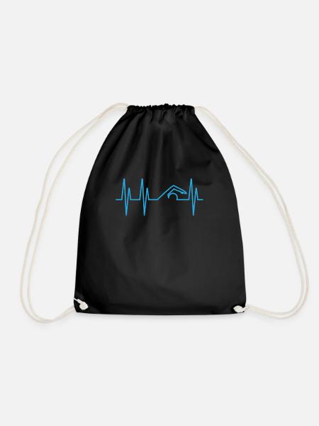 Schwimmen Heartbeat Geschenk Design Swim Coach Swim - Turnbeutel - Schwarz