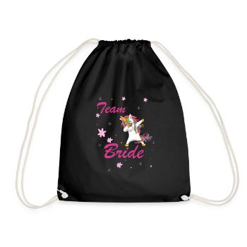 Team Bride Bridesmaids dabbing Unicorn Ges - Drawstring Bag - black - Front