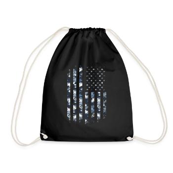 Camo USA Flag American Military Style July 4 Camou - Drawstring Bag - black - Front