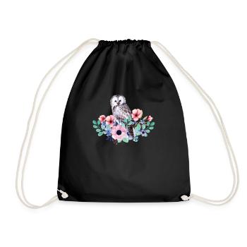 Oiseau hibou - Sac de sport léger - noir - Devant