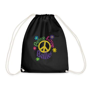 Peace Love Ballet Distressed - Drawstring Bag - black - Front