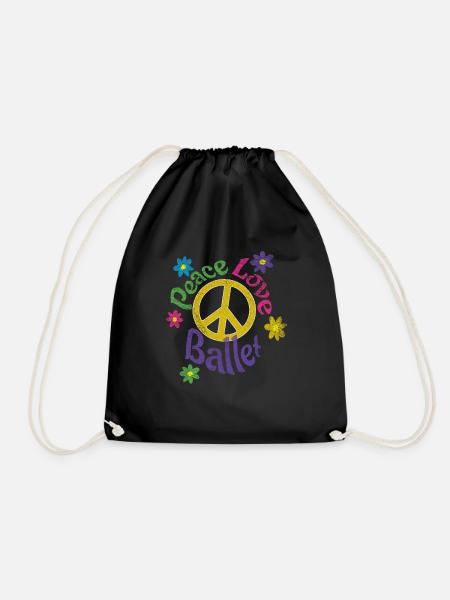 Peace Love Ballet Distressed - Drawstring Bag - black