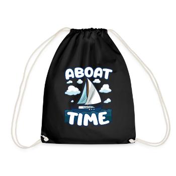 ABOAT TIME Segelschiff Segel Turn Segler Humor - Turnbeutel - Schwarz - Vorne