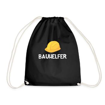 Bauhelfer Hilfe Helfer Bauherr Bauherren Geschenk - Turnbeutel - Schwarz - Vorne