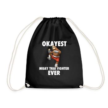 Funny muay thai and kick boxing sloth - Drawstring Bag - black - Front
