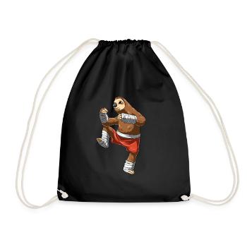 Muay Thai and kickboxing sloth - Drawstring Bag - black - Front