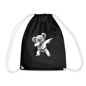 Dabbing Koalabär im Gi - Lustiger Koala - Turnbeutel - Schwarz - Vorne