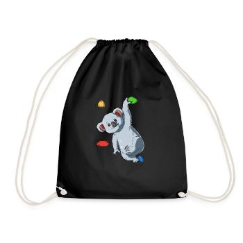 Funny koala on the climbing wall - climbing sport - Drawstring Bag - black - Front