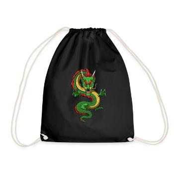 Asiatischer Drachen - Böser Chinadrache - Turnbeutel - Schwarz - Vorne