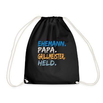 Ehemann Papa Grillmeister Held Geschenkidee Vater - Turnbeutel - Schwarz - Vorne